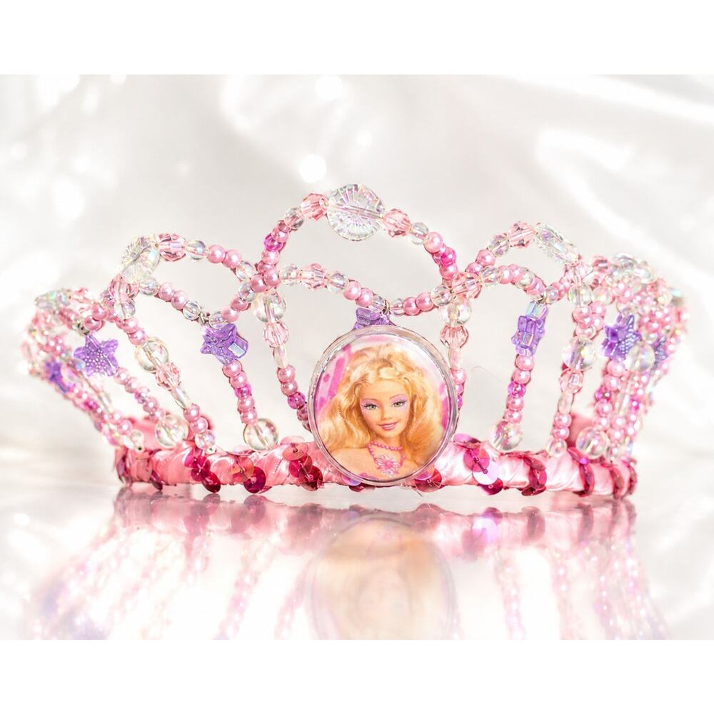 Vtg Barbie Fairytopia Elina Tiara Dress Up Costume Play Crown Pink Purple Y2k